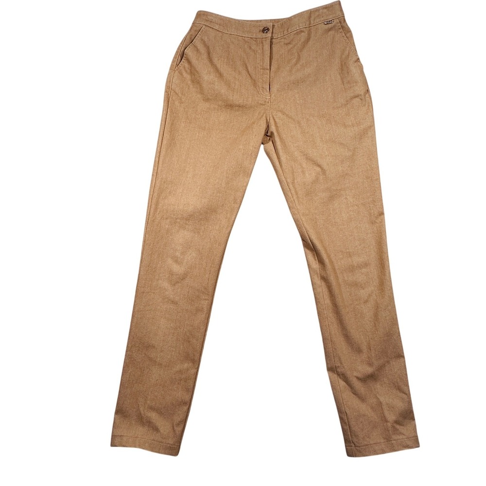 Vintage Y2K St. JOHN Sport‎ Marie Gray Straight Leg Pants 8 Tan Cotton Stretch